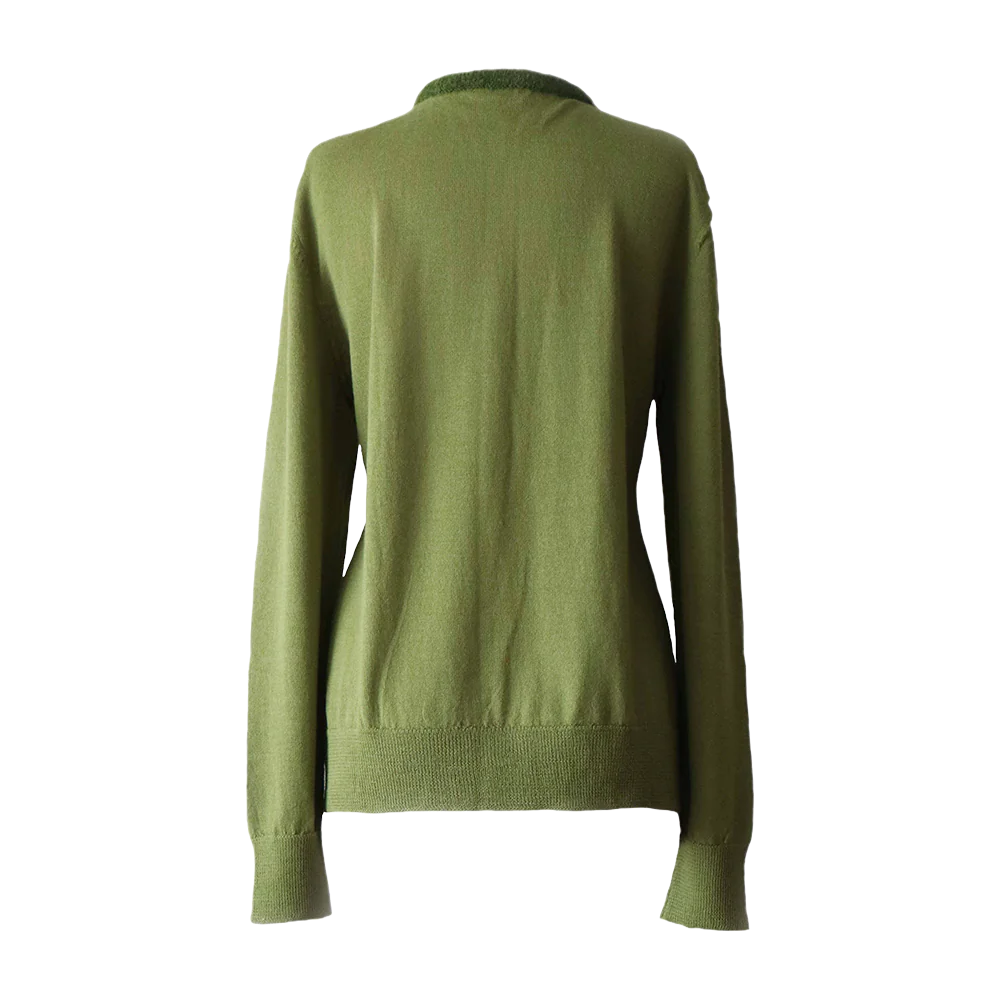 Cardigan baby alpaca, vest with button closure and crew neck color green. made in Peru by PFL knitwear