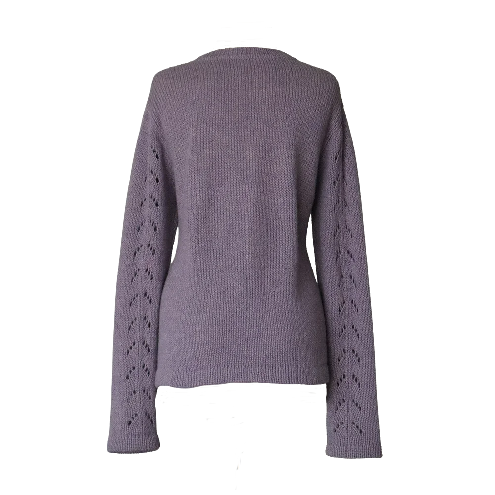 Cardigan baby alpaca, vest with button closure with knitted-in pattern, color Lilac. made in peru by PFL knitwear. Cardigan baby alpaca, vest with button closure with knitted-in pattern, color Lilac. made in peru by PFL knitwear.