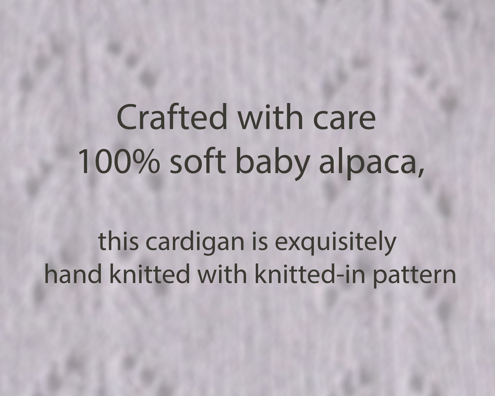 Cardigan baby alpaca, vest with button closure with knitted-in pattern, color Lilac. made in peru by PFL knitwear.