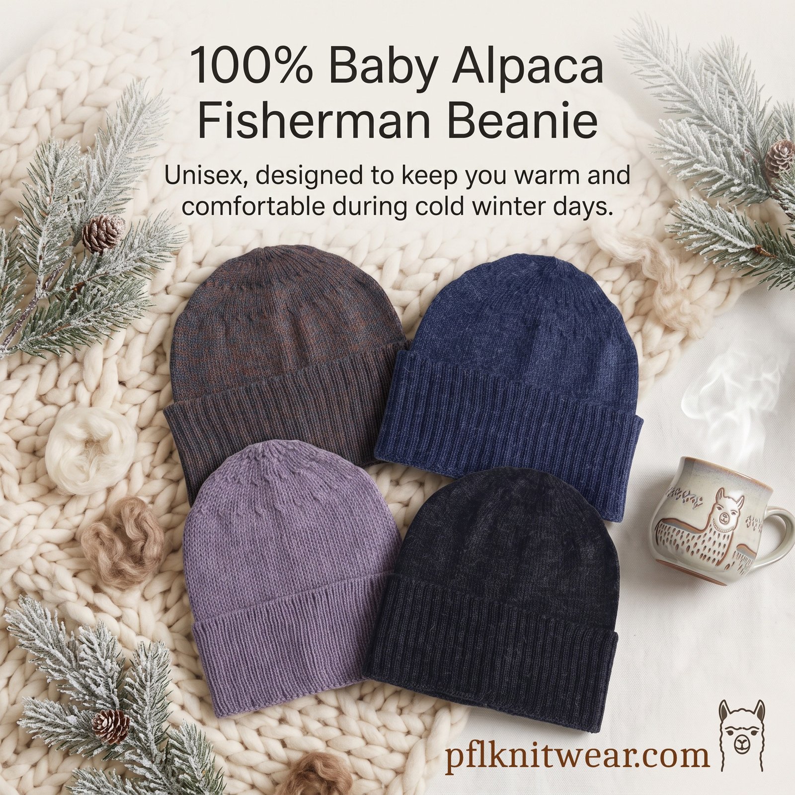 PFLknitwear.com Embrace Winter Comfort: The 100% Baby Alpaca Fisherman Beanie made in Peru PFLknitwear.com Embrace Winter Comfort: The 100% Baby Alpaca Fisherman Beanie made in Peru