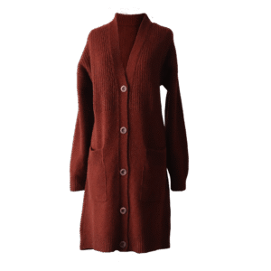 PFLknitwear.com Women's cardigan, luxury cardigan 100 % natural, baby alpaca, kid mohair, mulberry silk blend, color Mahogany brown Made in Peru