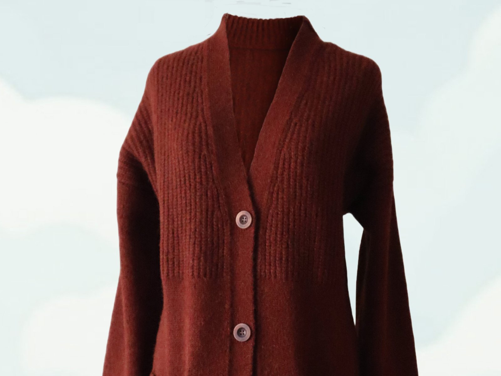PFLknitwear.com Women's cardigan, luxury cardigan 100 % natural, baby alpaca, kid mohair, mulberry silk blend, color Mahogany brown Made in Peru