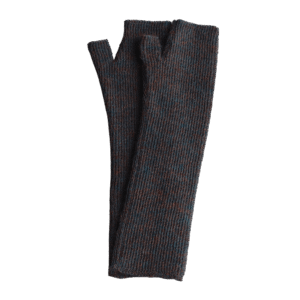 PFLknitwear.com Fingerless gloves 100% alpaca, color melange brown -rust - blue. made in Peru