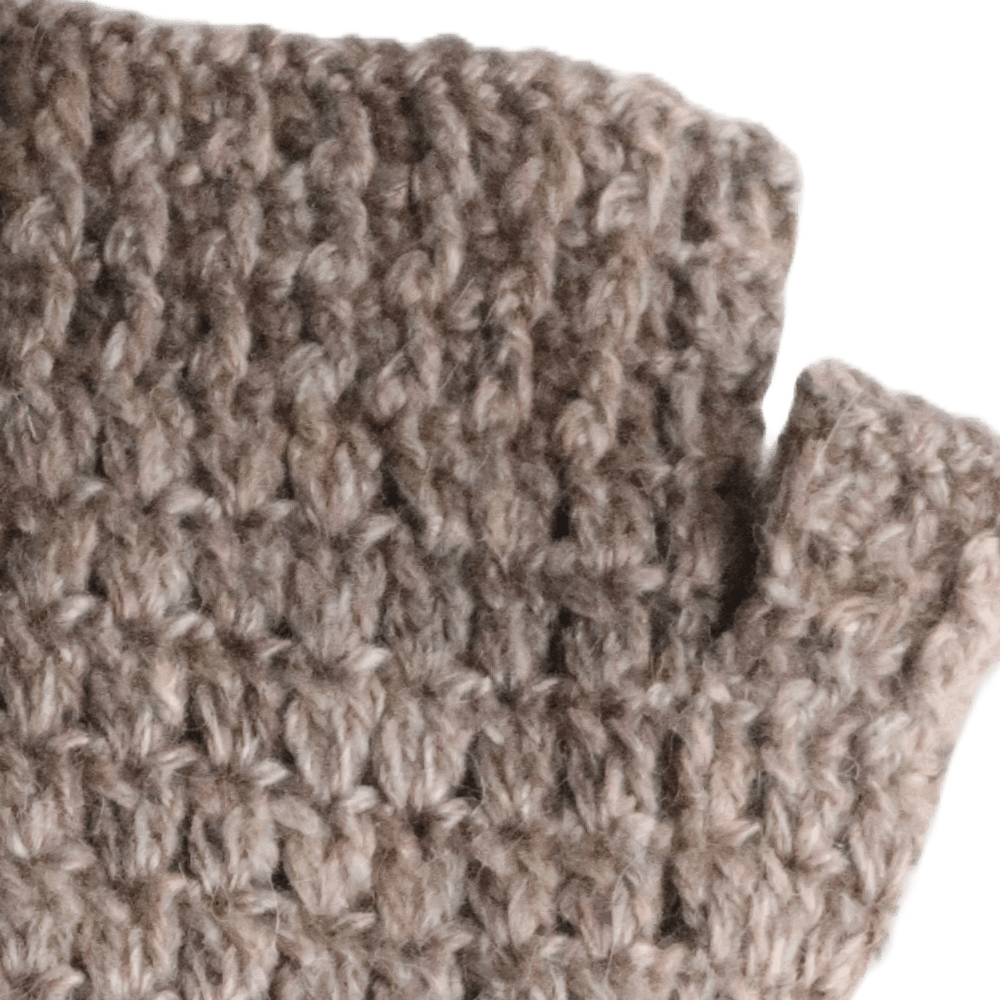 PFLknitwear.com Baby Alpaca fingerless gloves - Wrist Warmers, Natural color taupe. made in Peru PFLknitwear.com Baby Alpaca fingerless gloves - Wrist Warmers, Natural color taupe. made in Peru