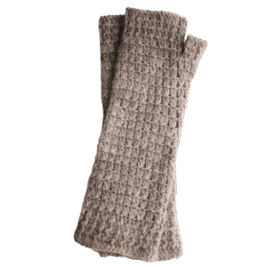 PFLknitwear.com Baby Alpaca fingerless gloves - Wrist Warmers, Natural color taupe. made in Peru