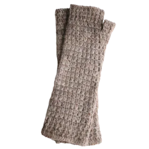 PFLknitwear.com Baby Alpaca fingerless gloves - Wrist Warmers, Natural color taupe. made in Peru