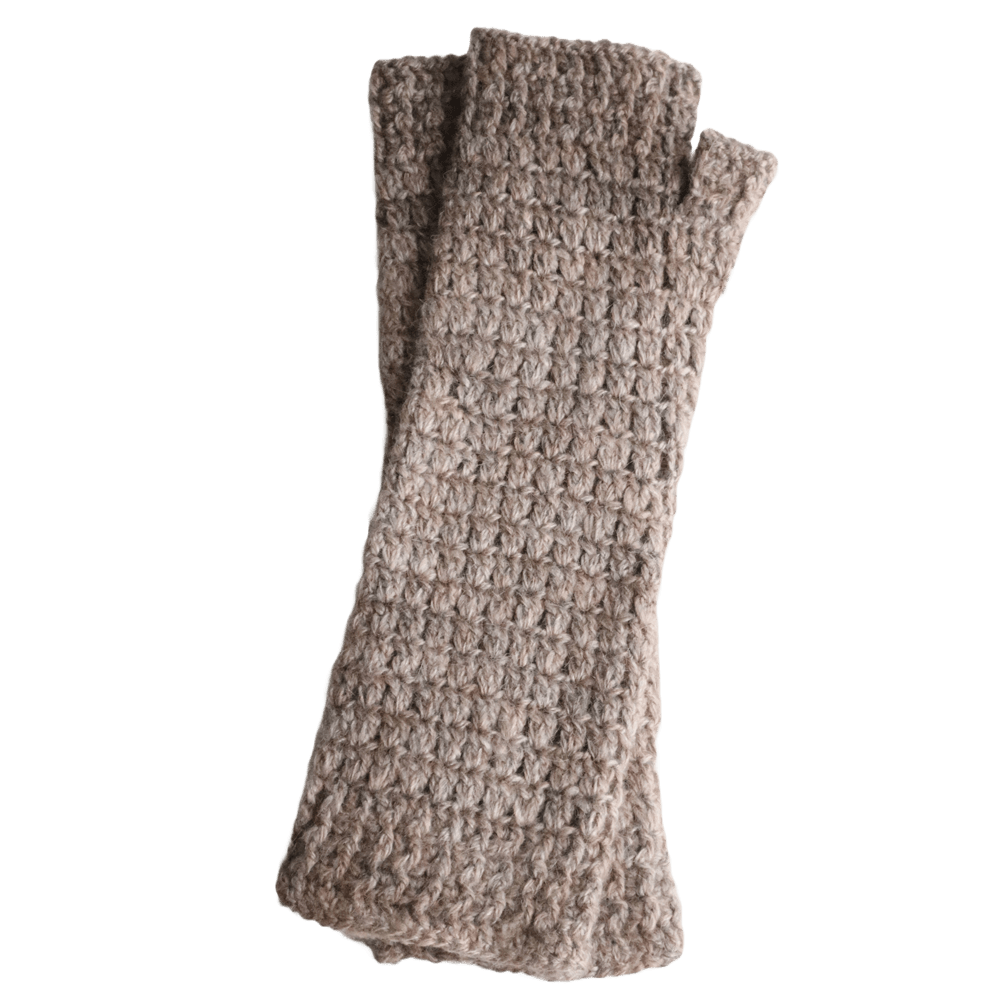 PFLknitwear.com Baby Alpaca fingerless gloves - Wrist Warmers, Natural color taupe. made in Peru PFLknitwear.com Baby Alpaca fingerless gloves - Wrist Warmers, Natural color taupe. made in Peru