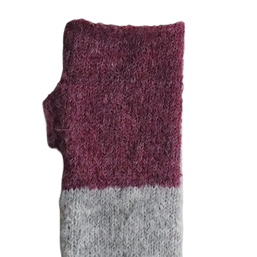 PFLknitwear.com Fingerless Gloves, Soft Brushed, Two-Tone Color Design, Cozy alpaca Hand, Wrist warmers. made in Peru