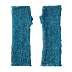 PFLknitwear.com Soft Brushed Alpaca Fingerless Gloves | Solid Color Turquoise Hand Warmers & Wrist Warmers. Made in Peru
