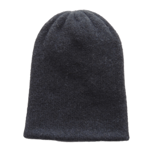 PFL knitwear Felted alpaca beanie hat, color black double knitted, also worn as short scarf made in Peru