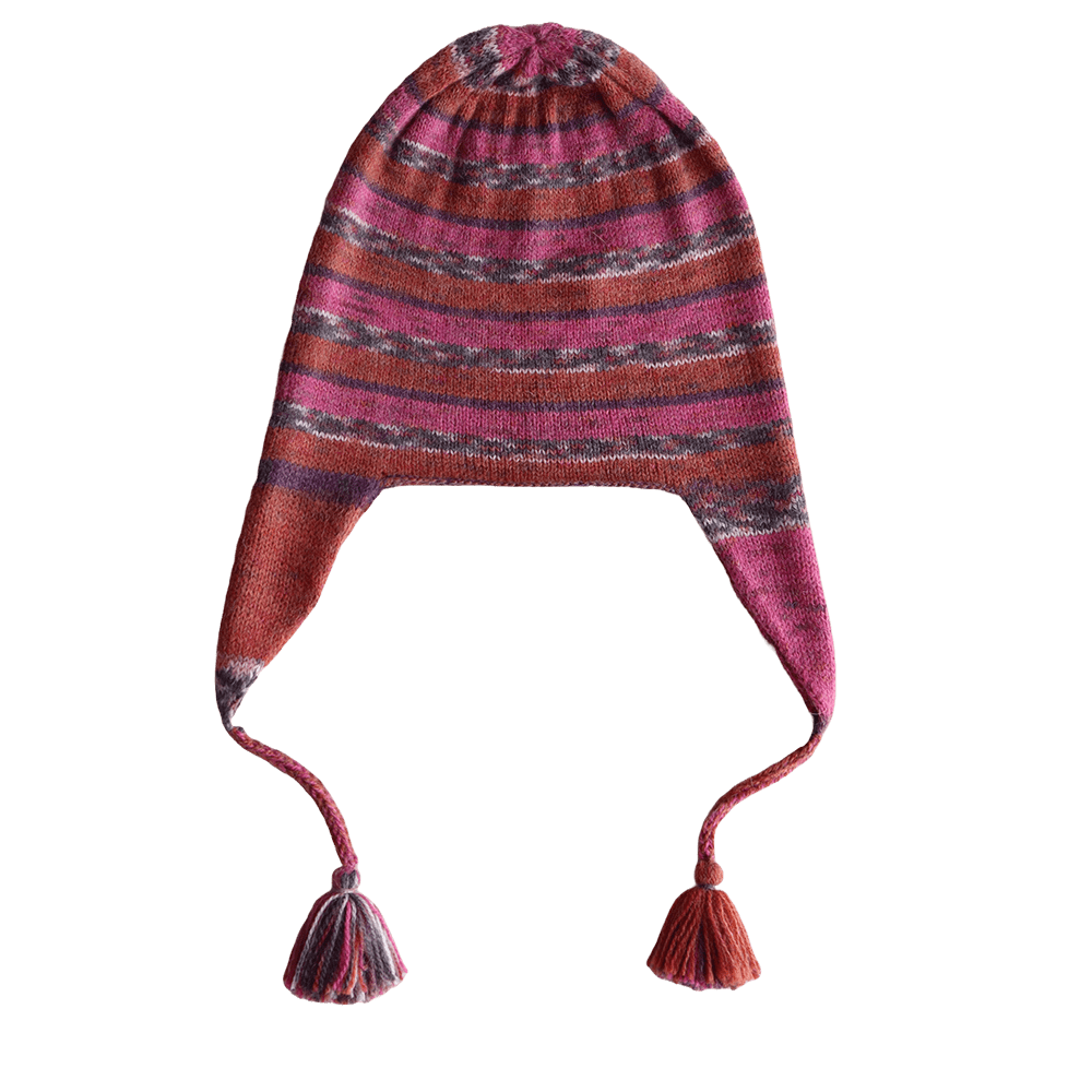 PFLknitwear.com Unisex Peruvian Chullo Hat with Ear Flaps and Tassels, Handmade Alpaca Blend. made in Peru