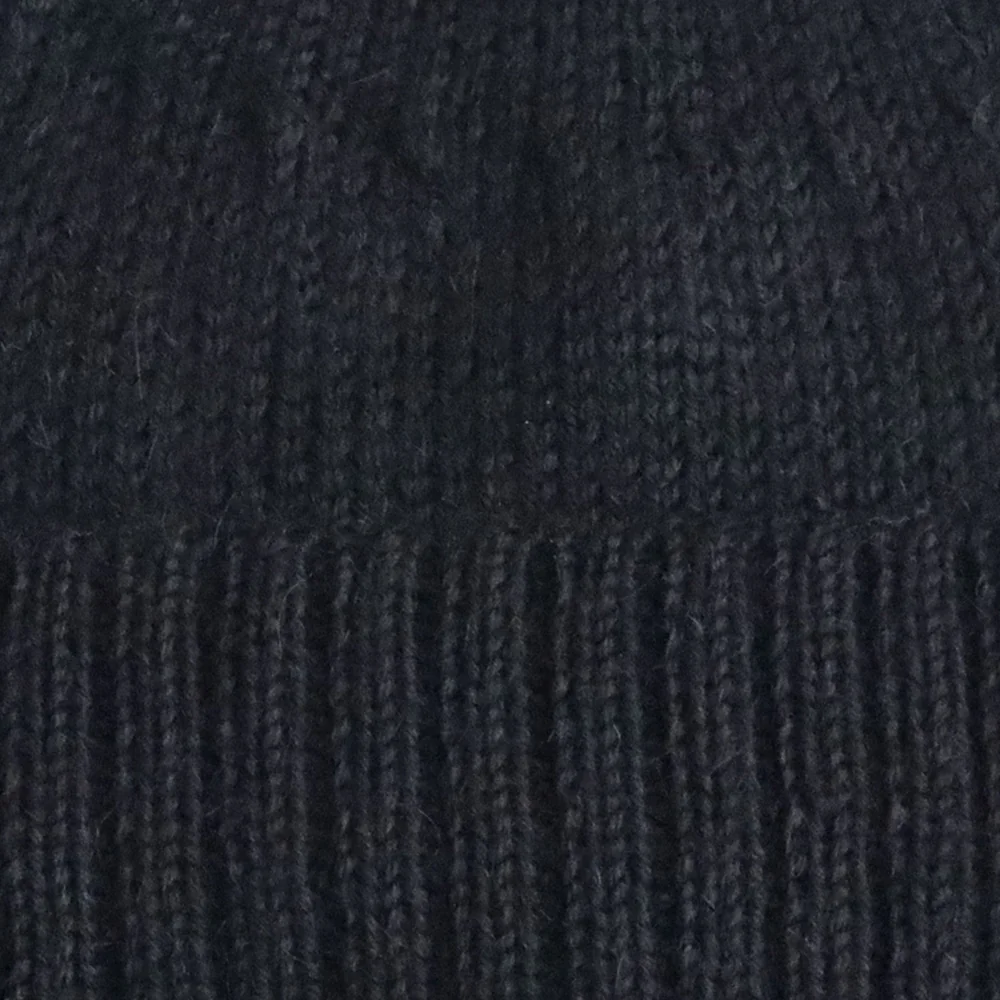 PFLknitwear.com Baby Alpaca Fisherman Beanie, color black, Unisex Soft Warm Winter Hat made in Peru