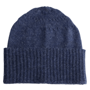 PFLknitwear.com Baby Alpaca Fisherman Beanie, color jeans blue Knit Hat, Unisex Soft Warm Winter Hat. made in Peru