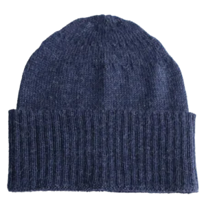 PFLknitwear.com Baby Alpaca Fisherman Beanie, color jeans blue Knit Hat, Unisex Soft Warm Winter Hat. made in Peru