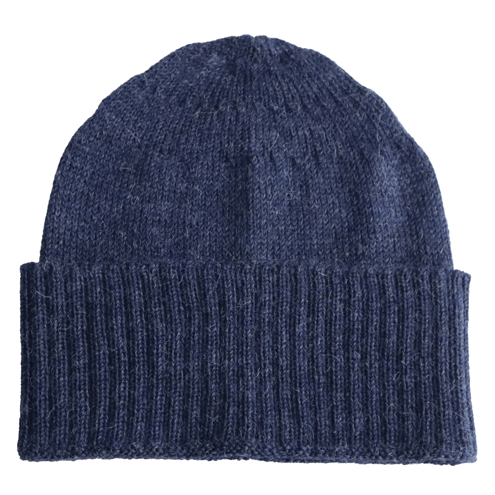 PFLknitwear.com Baby Alpaca Fisherman Beanie, color jeans blue Knit Hat, Unisex Soft Warm Winter Hat. made in Peru PFLknitwear.com Baby Alpaca Fisherman Beanie, color jeans blue Knit Hat, Unisex Soft Warm Winter Hat. made in Peru