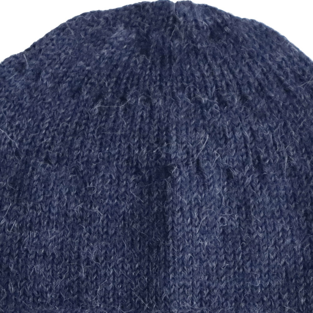 PFLknitwear.com Baby Alpaca Fisherman Beanie, color jeans blue Knit Hat, Unisex Soft Warm Winter Hat. made in Peru PFLknitwear.com Baby Alpaca Fisherman Beanie, color jeans blue Knit Hat, Unisex Soft Warm Winter Hat. made in Peru