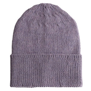 Baby Alpaca Fisherman Beanie, color Lilac Knit, Unisex Soft Warm Winter Hat