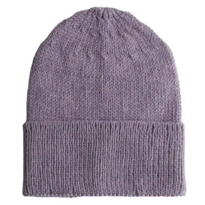 Baby Alpaca Fisherman Beanie, color Lilac Knit, Unisex Soft Warm Winter Hat