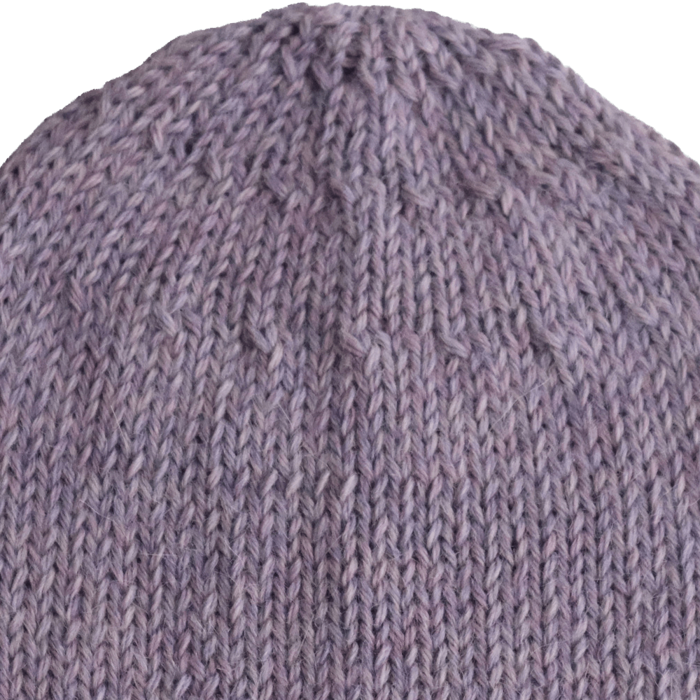 22-4240-04-04 PFLknitwear.com Baby Alpaca Fisherman Beanie, color Lilac Knit, Unisex Soft Warm Winter Hat