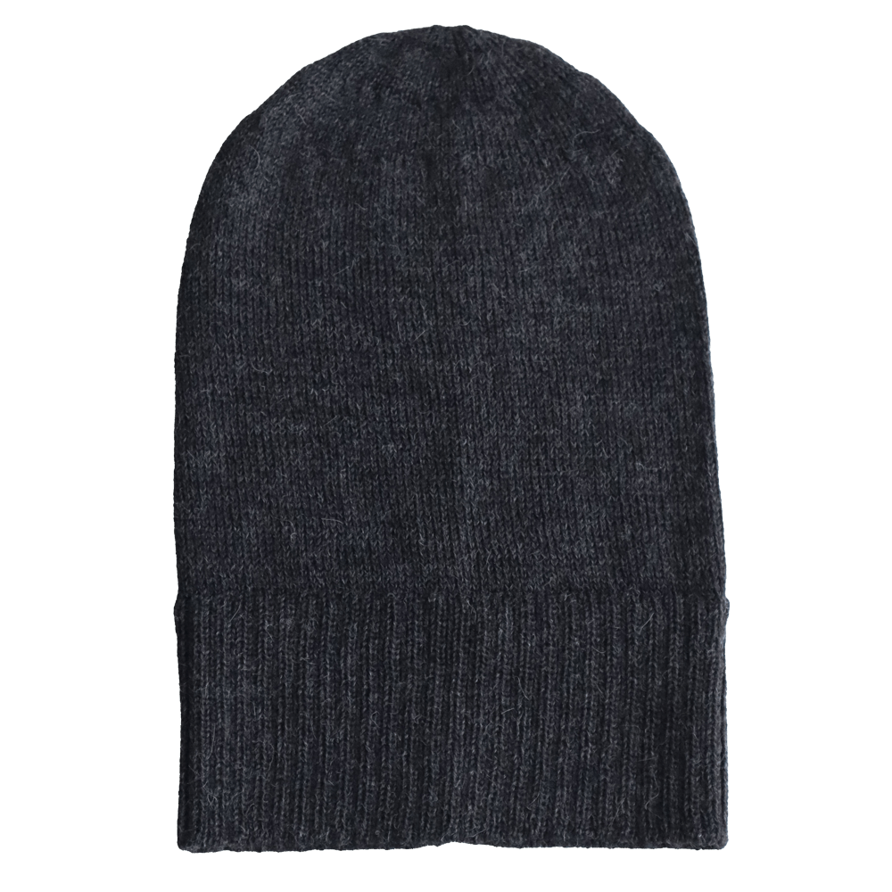 PFLknitwear.com Baby Alpaca Fisherman Beanie, color dark gray Knit, Unisex Soft Warm Winter Hat. Made in Peru
