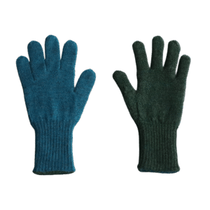 PFLknitwear.com Reversible gloves baby alpaca, double knitted extra warm, color combination green - turquoise made in Peru