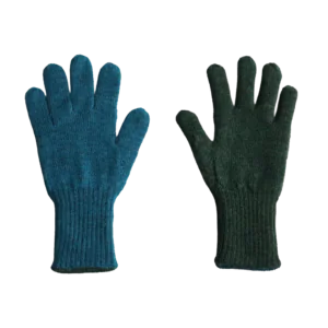 PFLknitwear.com Reversible gloves baby alpaca, double knitted extra warm, color combination green - turquoise made in Peru