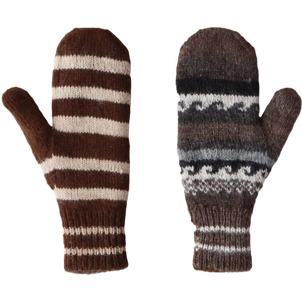 PFLkniwear.com Unisex Mittens, reversible gloves Double-Knitted Extra Warm 100% Natural Alpaca Wool. Made in Peru.