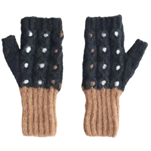 PFLknitwear.com Women's fingerless gloves, wrist warmers, cozy elegance, 100% Alpaca, Natural colors. Made in Peru
