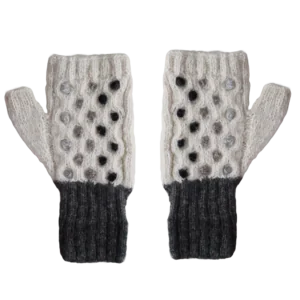 PFLknitwear.com Women's fingerless gloves, wrist warmers, cozy Alpaca, Natural colors gray shades made in Peru